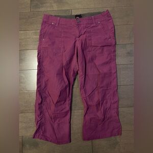 Kuhl Kendra Capri Women's Hiking Pants Purple Floral Embroidered Size 12